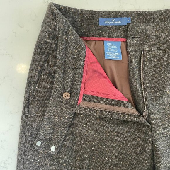 Faconnable Tweed Fall/Winter Lined Straight Leg Cuffed Wool Pants Brown Sz 8 - Picture 3 of 11